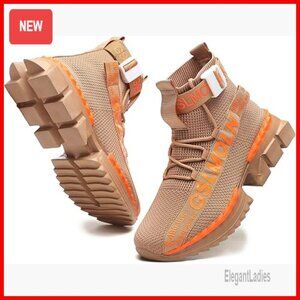 Plus Size High Top Sneakers Breathable Athletic Running Walking Platform Shoes